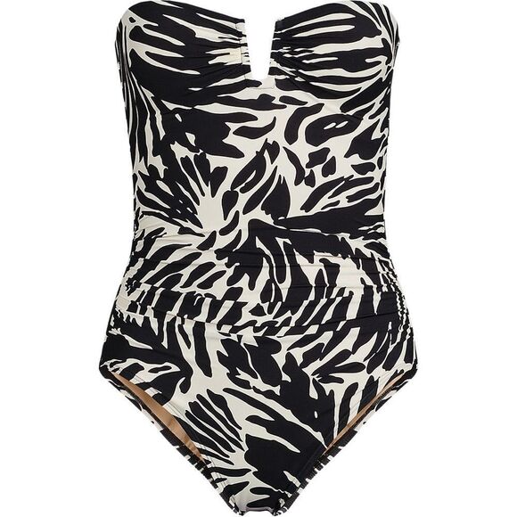 Land's End plus Stan slender suit tummy control Uwire bandeau piece swimsuit Var - Picture 4 of 7